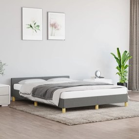347416 vidaXL Cadru de pat cu tăblie, gri închis, 140x200 cm, textil