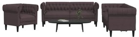 vidaXL Set canapele, 3 piese, maro închis, material textil