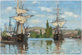 Tablou - Claude Monet, Ships Riding on the Seine at Rouen, reproducere (90x60 cm)