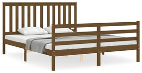 3194259 vidaXL Cadru de pat cu tăblie, maro miere, 160x200 cm, lemn masiv