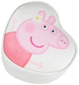Puf de copii alb cu tapițerie din catifea Peppa Pig – Roba