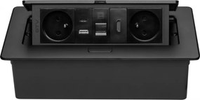Priza incorporabila in blat Multi Soft GTV, 2 prize Schuko, USB A + C, HDMI, RJ45, negru, 240 x 120 mm Aluminiu Plastic, Negru, L:240 mm; l:120 mm;
