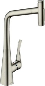 Baterie bucatarie cu dus extractibil Hansgrohe Metris Select M71 240 cu 2 jeturi finisaj otel inoxidabil fara sBox