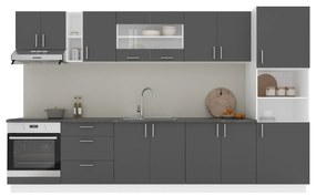 Set Bucatarie Karo V31, Antracit/Alb, Blat Thermo 28 mm, L 340 cm