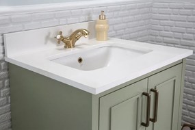 Set Mobilier Baie Ontario 24, Include Dulap Baza cu Lavoar și Oglinda, 60 cm, Verde Fistic