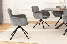 Set de 2 scaune pivotante, Metal Negru, Chenille Gri, UNIQUE A-46321 VC