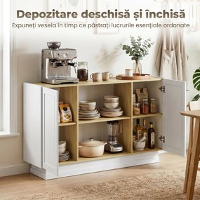HOMCOM Bufet în Stil Rustic cu Spațiu de Depozitare, Natural și Alb | Aosom Romania