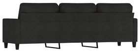 Canapea cu 3 locuri, negru, 210 cm, material textil