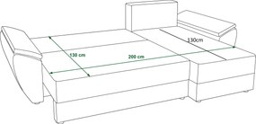 Canapea extensibila de colt reversibila in forma L TAVERO 251x140 cm, bej deschis