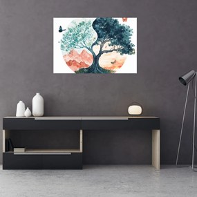 Tablou – Arbore acvarelă plin de viață (90x60 cm)
