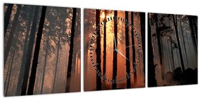 Tablou cu pădure întunecată (cu ceas) (90x30 cm)