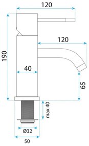 Baterie pentru lavoar Rea Lungo Diamond auriu