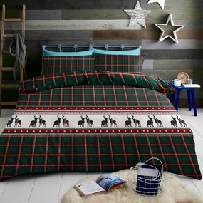 Lenjerie din flanel REINDEER verde Dimensiune lenjerie de pat: 70 x 90 cm | 140 x 200 cm