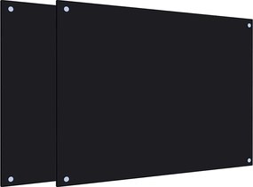 vidaXL Panou antistropi bucătărie 2 buc. negru 80x60cm sticlă securiz.