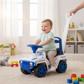 Masinuta copii si bebe NOVOKIDS™ My first SUV Car XXL , Lungime 85 cm, Maner de impins pentru parinti detasabil, Functie trotineta fara pedale,