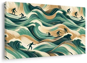 Tablou surferi într-un peisaj activ