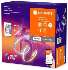 Bandă LED RGB dimabilă Ledvance SMART+ MAGIC FLEX 3m LED/15,5W/230V Wi-Fi + telecomandă