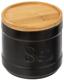 Recipient sare Black Nature, ceramica, bambus, 10 x 10 cm