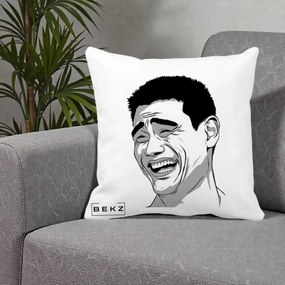 Perna Decorativa Yao Ming Meme, 40x40 cm, Alba Mata, Husa Detasabila, Perna Inclusa, BEKZ®