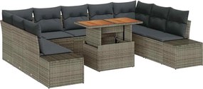 vidaXL Set de canapele pentru grădină 10 pcs Gri Rattan poli