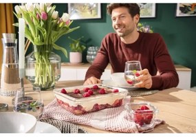 Caserolă Tefal 3 l MSEAL GLASS roșu/sticlă