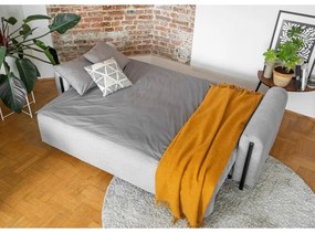 Canapea gri deschis extensibilă/cu spațiu de depozitare cu tapițerie din catifea reiată 244 cm Arcadova – ELTAP