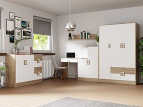 Mobilier cameră studenți Monella VI (stejar deschis + alb) . 1104469