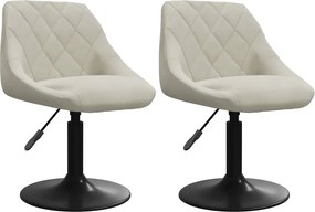 vidaXL Scaune de bucătărie pivotante, 2 buc., crem, catifea