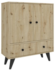 Comoda TV Malta, 3 Usi, Stejar Artisan, 75 x 30 x 90 cm