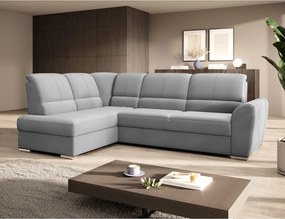 Colțar gri extensibil/cu spațiu de depozitare cu tapițerie din catifea (cu colț pe partea stângă/în formă de ”L”) Siber – ELTAP