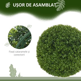 HOMCOM Set de 2 Sfere de Boxwood Artificiale, 50cm | Aosom Romania