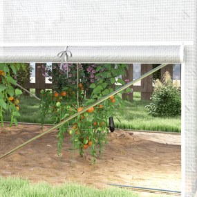 Outsunny Serra Polytunnel 3 x 2 x 2 m cu pereți laterali rabatabili, înveliș din plastic rezistent la UV și cadru din oțel, Alb | Aosom Romania