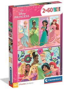 Prințesele Disney Puzzle de 2x60 de piese Clementoni