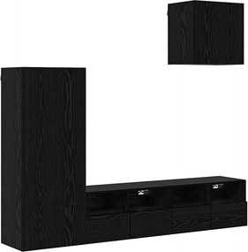 vidaXL Unități pentru Pereți de TV 4 pcs Stejar Negru Lemn compozit