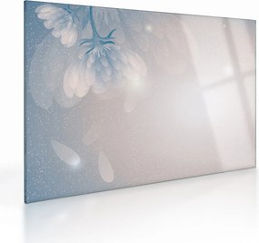 Tablou pe sticlă - Flori înzăpezite (70x50 cm)