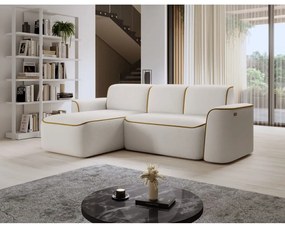 Colțar galben/crem cu tapițerie din țesătură bouclé (cu colț pe partea stângă/cu șezlong) Ume – ELTAP