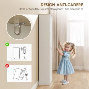 HOMCOM Dulap Îngust pentru Pantofi cu 3 Sertare și Rafturi Reglabile pe 2 Niveluri, 60x23,5x115 cm, Negru | Aosom Romania