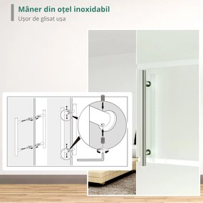 HOMCOM usa glisanta din sticla cu sina din aluminiu, 75x210cm | Aosom Romania