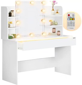 Jurhan Masă de toaletă LUCIA cu iluminare, 108x40x140cm, alb