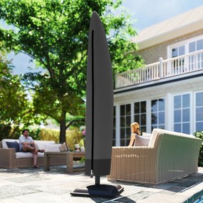 Outsunny Husă pentru Umbrelă 3x3 m Impermeabilă, Protecție cu Fermoar și Șnur, Negru | Aosom Romania