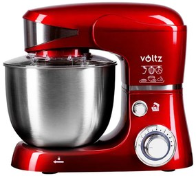 Mixer planetar Voltz V51115G, 1600W, 5 litri, 3 agitatoare, 6 viteze, LED, Roșu metalic