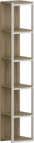 Biblioteca TEXAS, stejar/alb, PAL melaminat/metal, 34x30x180 cm