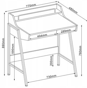 Birou MDF/stejar B-168 maro inchis
