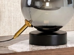Lampa de masa din sticla si otel negru