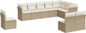 vidaXL Set canapele de grădină cu perne, 10 piese, bej, poliratan