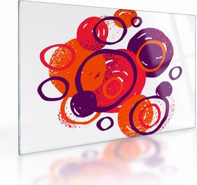 Tablou pe sticlă - Motiv cercuri în culori calde (70x50 cm)
