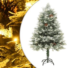 vidaXL Brad de Crăciun pre-iluminat conuri de pin verde 150 cm PVC&PE