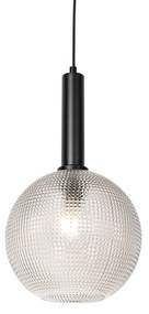 Lampă pendantă de design neagră cu sticlă fumurie - Chico