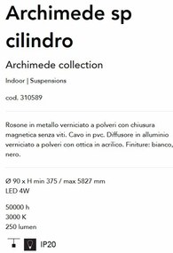 Pendul LED stil minimalist Archimede sp cilindro alb