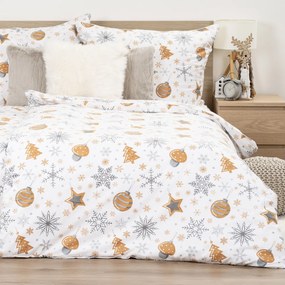 Lenjerie de pat din flanel 4Home Golden Xmas Night, 220 x 200 cm, 2 buc. 70 x 90 cm